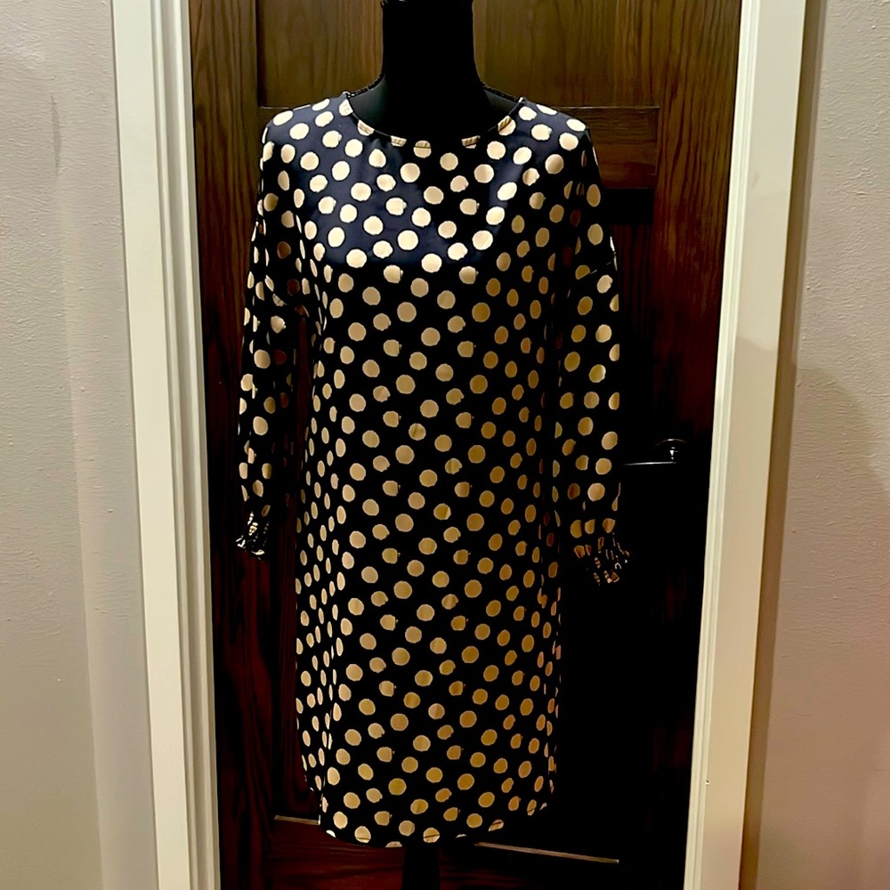 XS Navy Blue/Khaki Polka Dot Dress by ABS